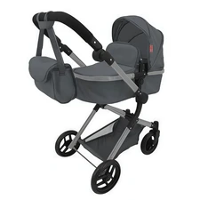 Коляска для куклы Carrello Alfa 9707 Grey серая 2 в 1 люлька и блок